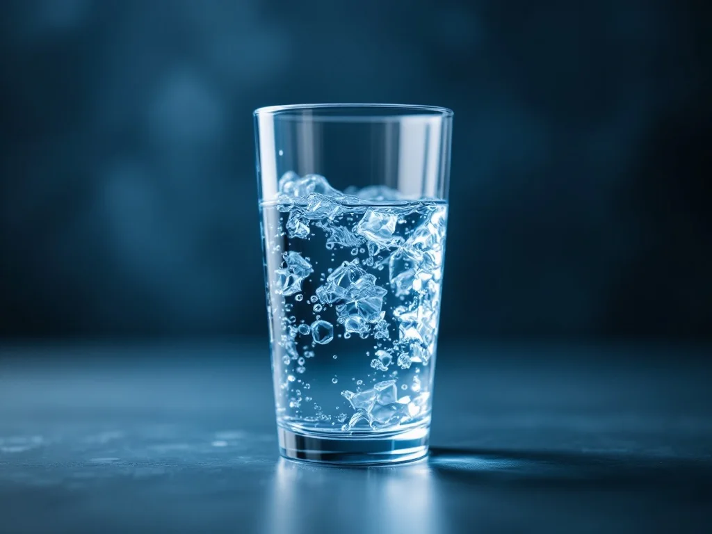 A glass of clear, filtered drinking water