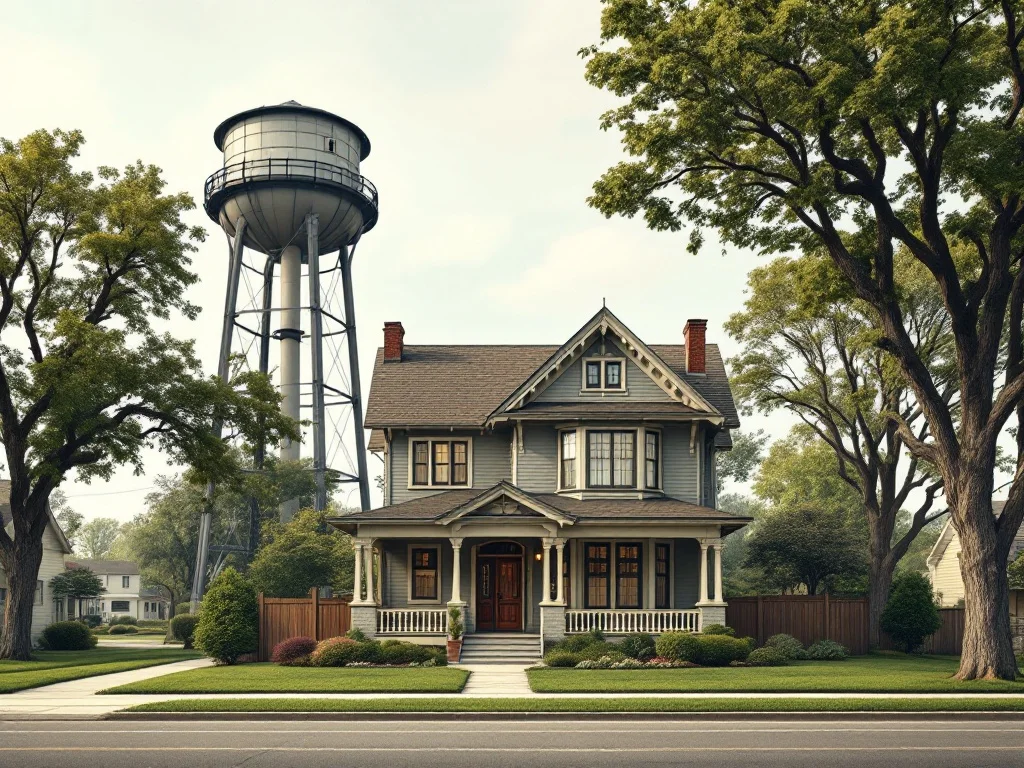 An Edina neighborhood with a municipal water tower