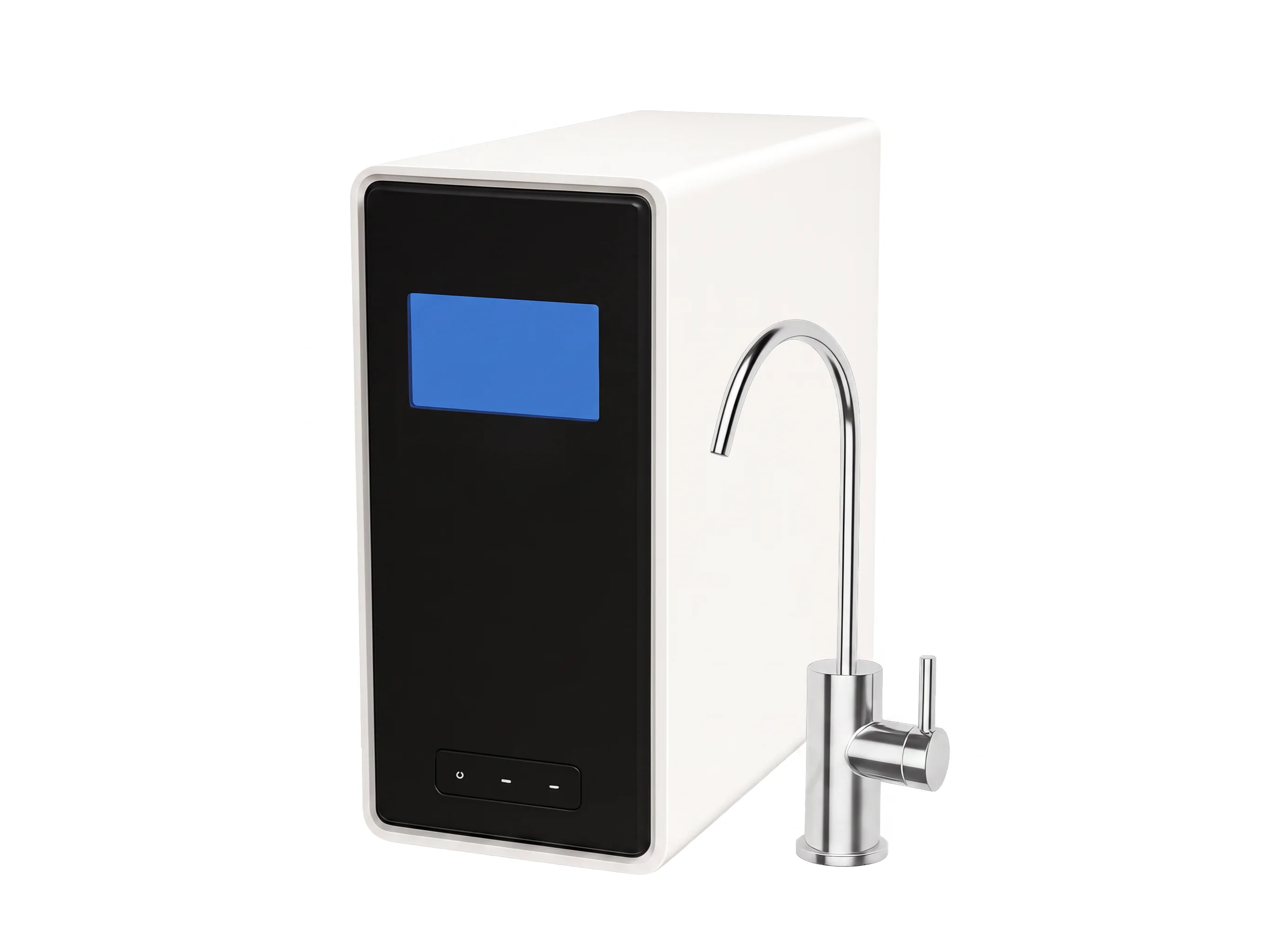 An under-sink reverse-osmosis drinking-water system with a dedicated faucet